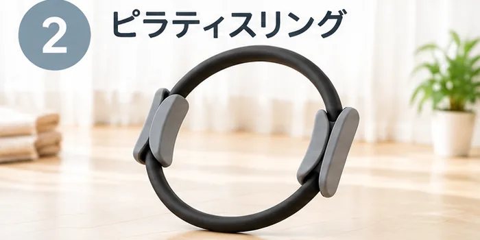 2位 ピラティスリング：グリップ付きの黒いピラティスリング